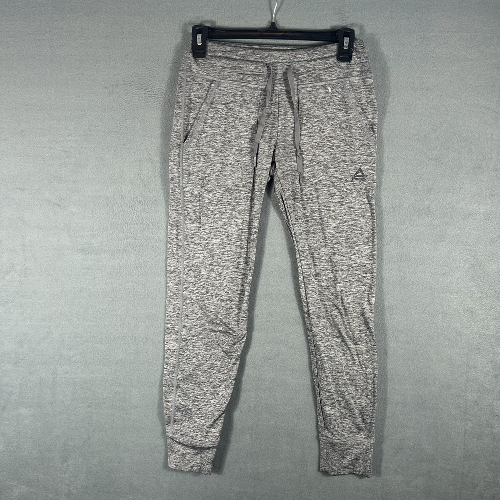 Reebok Women's XS Gray Marled Jogger Pants Athletic Fitness Drawstring